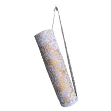 ICC White Gold Mandala Full-Zip Exercise Yoga Mat Carry Bag Gym Beach Pilates Carrier Bags Hippie Mandala Indian Cotton Bag (White Gold Flower)