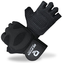 Repton Fitness Gears Gym Gloves with Wrist Strap, Weight Lifting Gloves Breathable Mesh Back & Antislip Padding on Palms (Black, S)