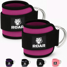 Roar? Ankle Cuff For Cable Machines,Pulley Anklets, 2 Gym Anklets, Ankle Weighted Anklet Pulley Machine, Weighted Anklets, Fat Gripz Glute Weights,