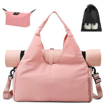 Aucuu Lightweight Gym Bag with Yoga Strap, Large Waterproof Bag for Women with Shoes Compartment and Wet Pocket (Pink)