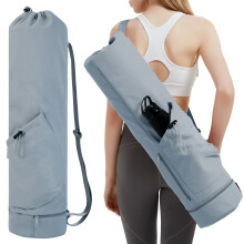 sportsnew Yoga Mat Bag Large with Adjustable Carry Strap Pilates Bag with Bottle Pocket and Wet Compartment, Greyish Blue (Patent Pending)