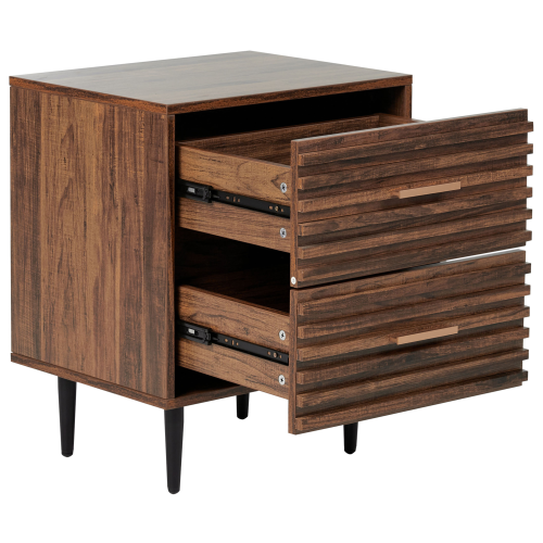 Beliani 2 Drawer Bedside Table KEITH Dark Brown 1