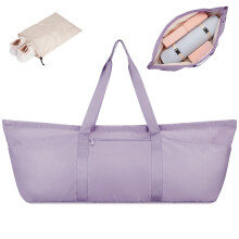 Sportsnew Large Yoga Bag for Mat, Blocks, Shoes, Wet Compartment - Ladies Purple Pilates Bag with Adjustable Mat Strap