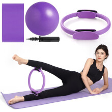 QYJinlida Pilates Ring, Pilates Ring Circle and Ball Set, 12 Inch Magic Circle Pilates Ring,9 Inch Small Exercise Ball,Resistance Bands Set, Home
