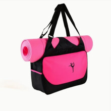 (Without Mat) Yoga Tote Bag with Mat Holder, Multi-Colour Sports Duffle Bag, Large Capacity Nylon Gym Bag for Fitness and Dance (Rose)