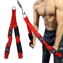 Leo Sports Triceps Rope Gym Cable Machine Attachments with Carabiner Anti-Slip Triceps Strap 2 Loops Neoprene Handles Pulldown Rope for Pushdowns