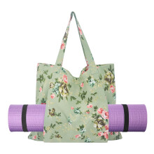 Yuhtech Yoga Mat Bag, Large Pilates Bag Womens, Canvas Yoga Mat Carrier with Yoga Mat Holder Pocket, Women Sport Gym Bag for Pilates, Motion (Green)