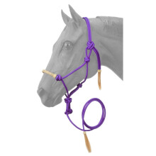 Tough 1 Rawhide Noseband Rope Halter with Lead, Purple, Horse