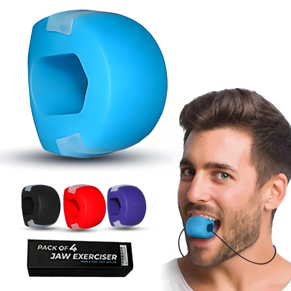 Jaw Exerciser, Jaw Trainer, Face Exerciser, Muscles Trainer, Jaw Strengthener, Chin Exerciser to achieve Sharper Jawline & Facial Toner- Pack of 4