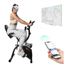 SmartXBike Pro 4-in-1 Exercise Bike Folding Indoor Cycling Fitness Bike with Magnetic Auto Resistance, FTP Power Training for Home Gym, Bluetooth