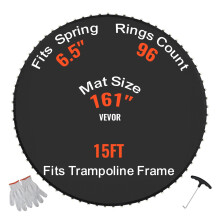 VEVOR Replacement Trampoline Mat, Jumping Mat Fits 15ft Frame, Universal Jumping Mat for 15ft Round Trampoline, Reinforce UV-Resistant Mat with Spring