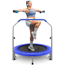 SereneLife Foldable Trampoline for Adults and Kids 91/102cm, Indoor Outdoor Mini Fitness Rebounder with Foam Handle, Compact Exercise Equipment for