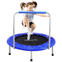 SereneLife Foldable Trampoline for Adults and Kids 91/102cm, Indoor Outdoor Mini Fitness Rebounder with Foam Handle, Compact Exercise Equipment for