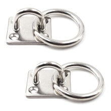 SeeRaphee 304 Stainless Steel Square Eye Pad Plate with Ring 5/16" 8mm Anchor Mount Great for Yoga Swings Hammocks/Boat Rigging/Marine Deck