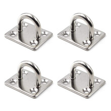 SeeRaphee Square Ceiling Wall Mount Hook Heavy Duty Pad Eyes 304 Stainless Steel 5mm 3/16", Great for Yoga Swings Hammocks, Boat Rigging, Marine Deck