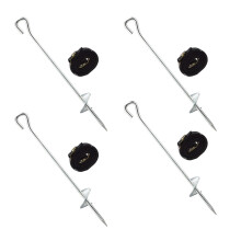 Relaxdays Set of Pegs for Trampolines, Straps and Anchor for Floor, Galvanized Steel, Black and Silver