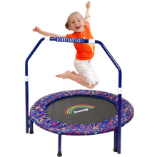 36-Inch Trampoline for Kids Mini Noise-free Trampoline with Adjustable Handle and Safety Padded Cover Foldable Toddler Trampolines Indoor & Outdoor