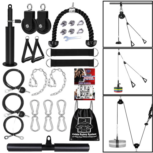 Cable Pulley System Gym Upgraded Home Strength Training Equipment Workout Accessories LAT Pull Down Fitness for Triceps Pull Down Biceps Curl Back