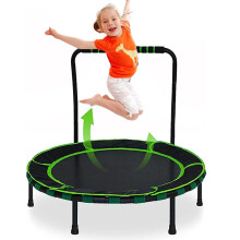 36'' Kids Trampoline Mini Foldable Fitness Noise-free Trampoline with Safety Padded Protective Cover Fitness Exercise Bungee Rebounder Happy Jumping