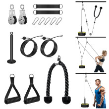 Cable Pulley System Home Gym, Weight Cable Pulley System Fitness Dual Cable Pulley Attachment Home Gym Equipment for LAT Pull Down, Arm Workout