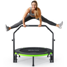 B BCAN Rebounder Trampoline for Adults, 102cm Foldable Mini Trampoline, Adjustable Foam Handle & Upgraded Stability, Exercise Trampoline Indoor