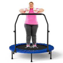 CLORIS 40'' Foldable Fitness Trampoline - Max Load 400lbs, Rebounder with Adjustable Foam Handle Indoor/Outdoor Fitness Body Exercise (40'' Blue)