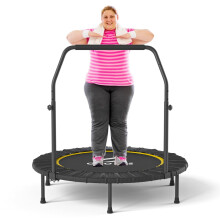 CLORIS 40'' Foldable Fitness Trampoline - Max Load 400lbs, Rebounder with Adjustable Foam Handle Indoor/Outdoor Fitness Body Exercise (40'' Yellow-2)