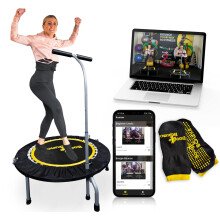 Boogie Bounce Studio Rebounder | Double Folding & Super-Quiet Fitness Trampoline For Adults & Children | New Mobile App & Online Workouts Every Month