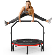B BCAN Rebounder Trampoline for Adults, 102cm Foldable Mini Trampoline, Adjustable Foam Handle & Upgraded Stability, Exercise Trampoline Indoor