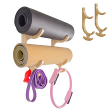 Tapeera Wooden Yoga Mat Holder Wall Mount - Home Gym Accessories Wall Rack - Exercise Mat Storage Rack - Workout Mat Gym Organization - Workout