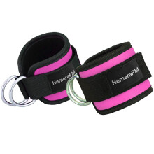 Double D-ring Ankle Cuff Straps Adjustable Leg Weight Wrist Belt for Cable Machine Attachment, 1Pair (Pink)