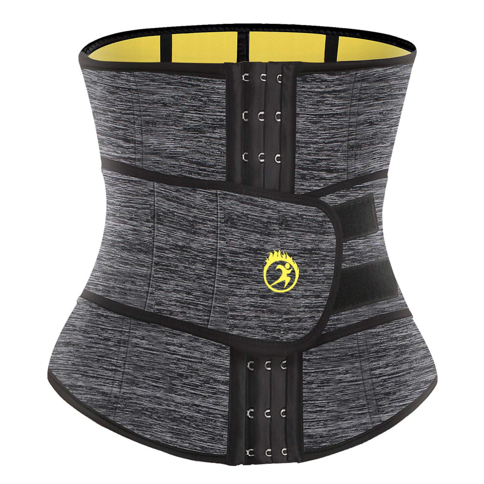 Sexywg Grey Waist Trainer Trimmer Sauna Sweat Belt Neoprene Weight Loss Body Shaper Tummy Control Cincher, L