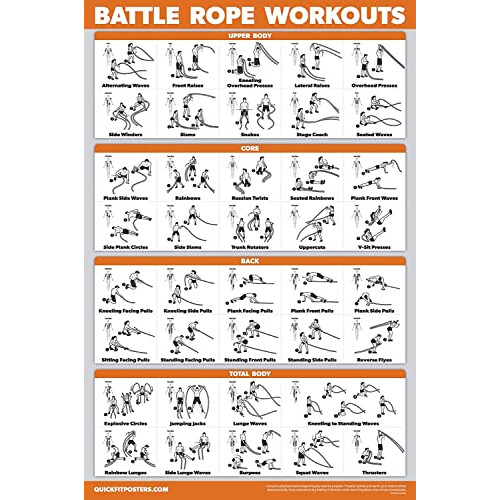 Palace Learning QuickFit Battle Rope Workout Poster - Laminated - Illustrated Exercise Chart (Laminated, 18" x 24")