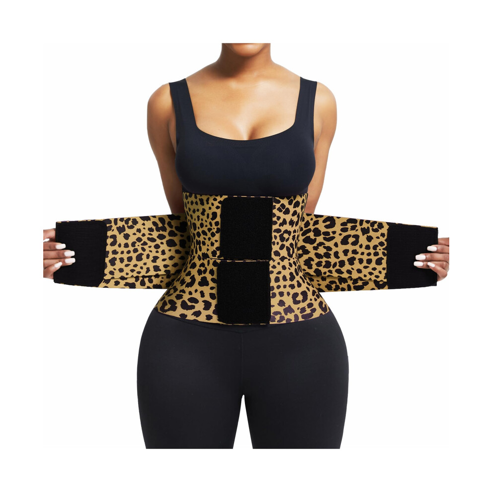 Feelingirl Women Neoprene Workout Waist Trainer Corset Cincher Trimmer Belt Slimming Workout Postnatal Body Shaper Leopard Xxl