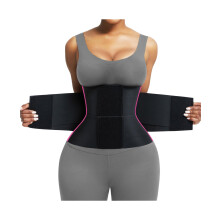 FeelinGirl Workout Waist Trainer Cincher Neoprene Postnatal Shaper Tummy Slimmer Plus Size for Women Rose Red S