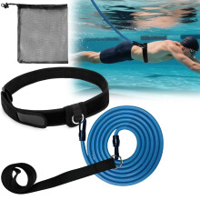 YUJHON Swimming Training Belt,Adjustable Swim Resistance Belt,Stationary Swimming Tether with Bungee Cord & Loop,Swim in Place Harness for Pool