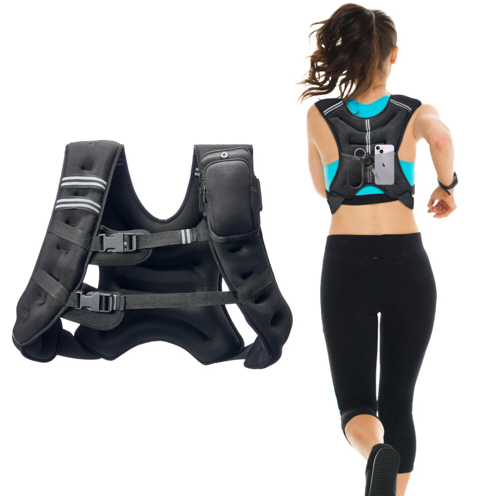 Vevor Weighted Vest, 30 Lbs Weight Vest With Reflective Stripe, Adjustable Buckle Body Weight Vest For Men Women, Workout Equipment For Strength