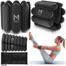 Ankle & Wrist Weights for Men & Women - Set of 2, 1 lb / 0.5 kg each, Black - Adjustable Silicone Workout Bands w/Removable Weights for Fitness &