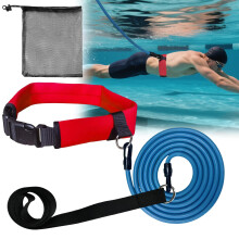 YUJHON Swimming Training Belt,Adjustable Swim Resistance Belt,Stationary Swimming Tether with Bungee Cord & Loop,Swim in Place Harness for Pool