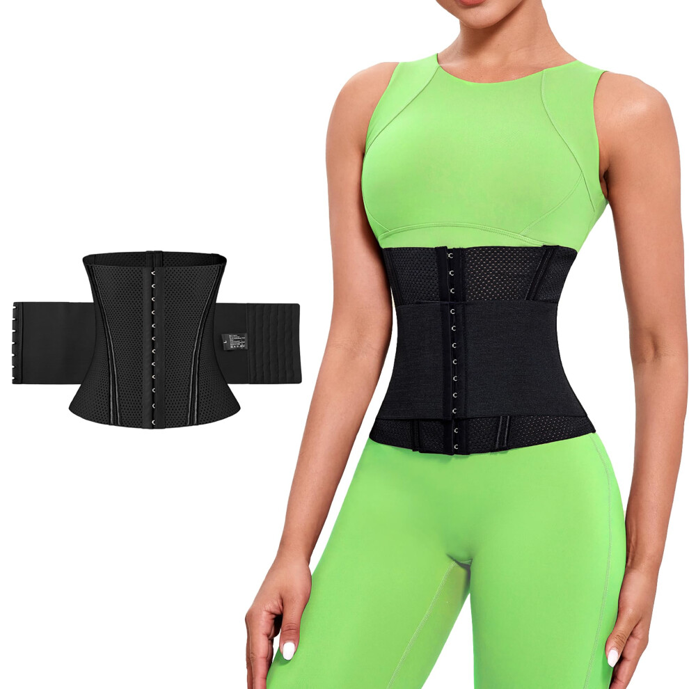 Pqweuu Black Waist Cinchers Womens Waist Trainer Corset Breathable Shapewear Back Support Girdle Postpartum Belly Band Body Shaper Sport Belt (,