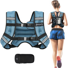 BAGAIL Weighted Vest for Strength Training, 12kg Weight Vest with Adjustable Bust Size, Reflective Stripe and Convenient Pocket, Ideal for Workouts,