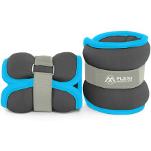 Flexi Muscles Ankle & Wrist Weights Set (1kg/2lbs each) - Leg and Arm Sandbags Weights for Strength Training - Secure Fit for Running, Walking,