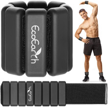 Ankle & Wrist Weights - Set of 2, 1 lb Each, Black - Adjustable Workout Bands for Men & Women - Wearable Silicone Weight Bracelets for Fitness,