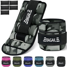 BAGAIL Adjustable Ankle Weights 2 Pack, with Detachable Sandbags, Wearable Wrist & Ankle Weight Straps, 0.4-1.6kg Per Strap, 15-31cm Circumference,