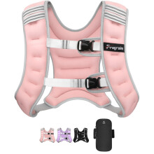 Fragraim Weighted Vest, 10kg Weight Vest for Women Men with Reflective Stripe, Detachable Phone Pouch, Ideal for Walking, Strength Training, Running,