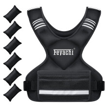 Feyachi Adjustable Weighted Vest, 5.4 kg Running Weighted Vest with Reflective Strips, Removable Iron Sand Bags & Adjustable Chest Size, Fitness Vest