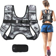 BAGAIL Weighted Vest for Strength Training, 3kg/5kg/6kg/8kg/10kg/12kg Weight Vest with Adjustable Bust Size, Reflective Stripe and Convenient Pocket,