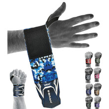 EMRAH Weight Lifting Wrist Wraps Gym Straps Bodybuilding Power Training Workout Exercise Camo (Camo Blue)