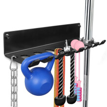 BRTGYM Gym Rack Organizer, Home Gym Accessories Hanger, Wall Mount Hooks for Olympic Barbells, Row Handles, Bats or Tools (E-Book Instruction