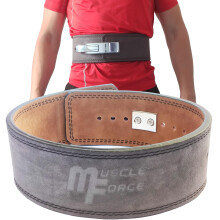 MuscleForge? Leather Powerlifting Belt with Steel Buckle - Weight Lifting Belt for Powerlifting, Weightlifting Belt for Bodybuilding, Strength